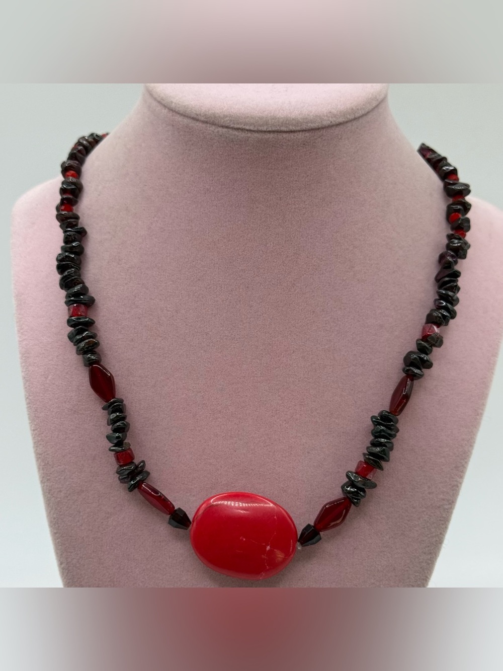 Garnet Red Bead Statement Necklace - Women Jewelry